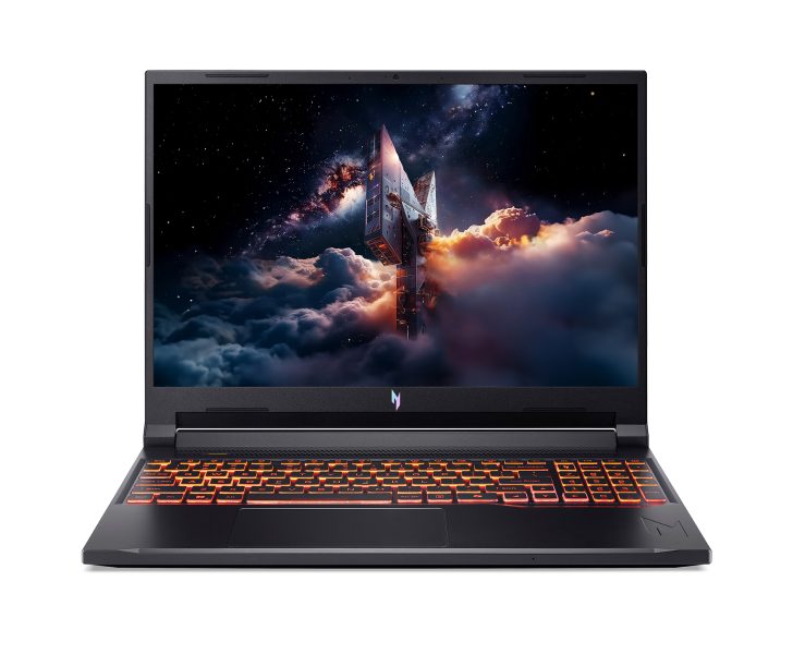 Lenovo IdeaPad Gaming 3i with orange backlit keyboard showing space-themed wallpaper.