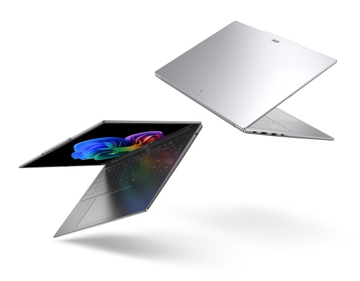 Acer Swift Edge laptops displayed mid-air.