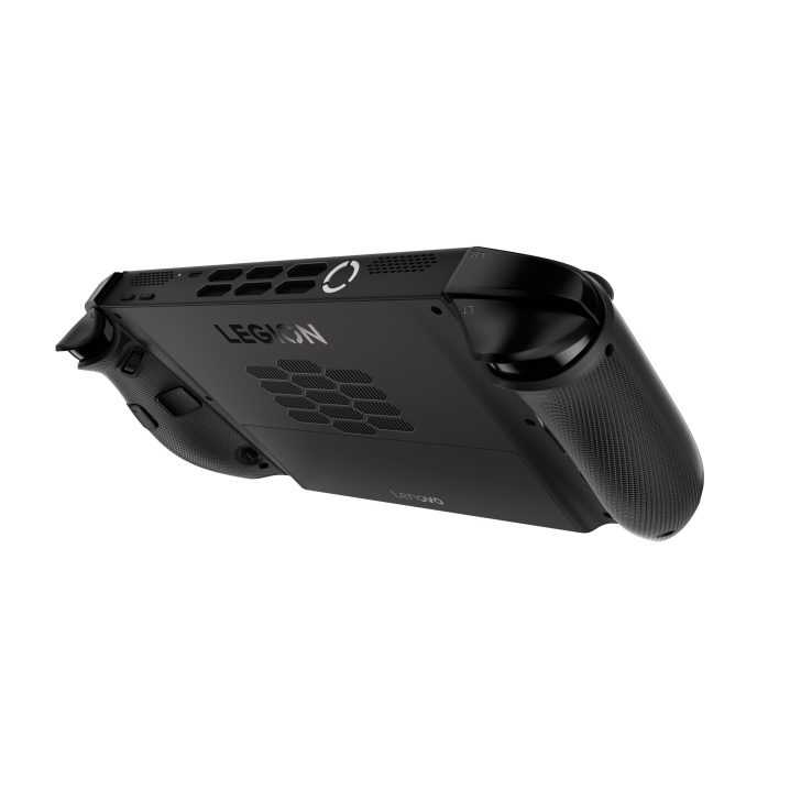 Lenovo Legion gaming console showing cooling vents and buttons.