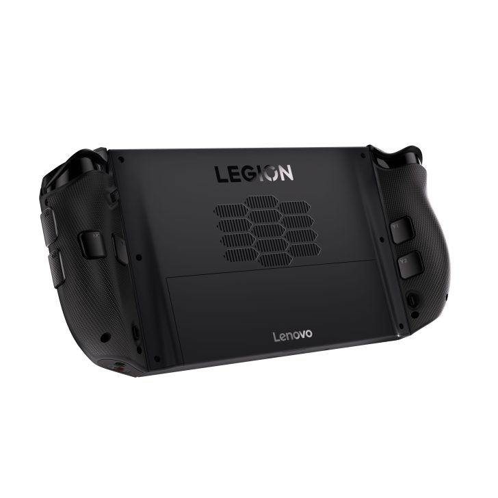 Lenovo Legion handheld device with visible buttons, shown from the back.
