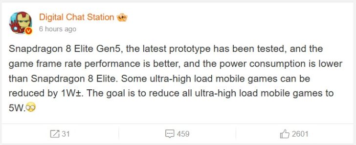 Snapdragon 8 Elite Gen 5 pushes better gaming performance at a lower power consumption than the Snapdragon 8 Elite