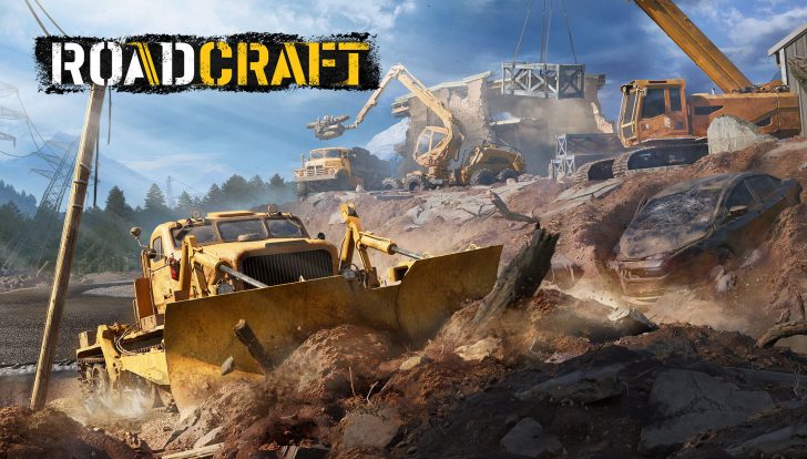 ROADCRAFT title over construction vehicles clearing debris on a rocky site.