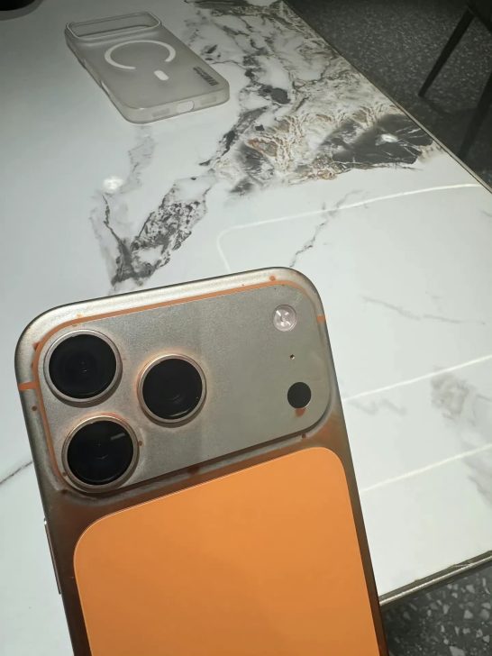 The Cosmic Orange paint job of an iPhone 17 Pro Max started coming off using wet wipes