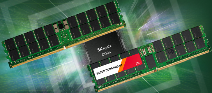 Two SK hynix DDR5 RAM modules, including a '256GB DDR5 RDIMM'.