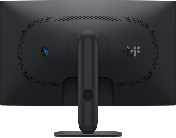 The rear view of a Dell Alienware AW2524HF monitor displaying the Alienware logo and back panel texture.