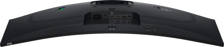 The rear view of a curved Samsung monitor showing multiple ports, including HDMI, USB, and power connectors.