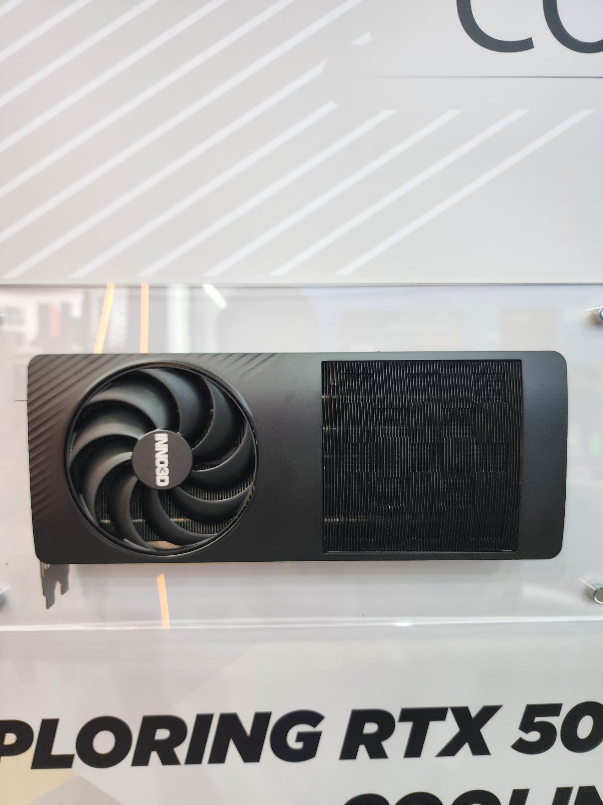 An Inno3D graphics card with a large cooling fan and heatsink is displayed above the text 'EXPLORING RTX 50'.