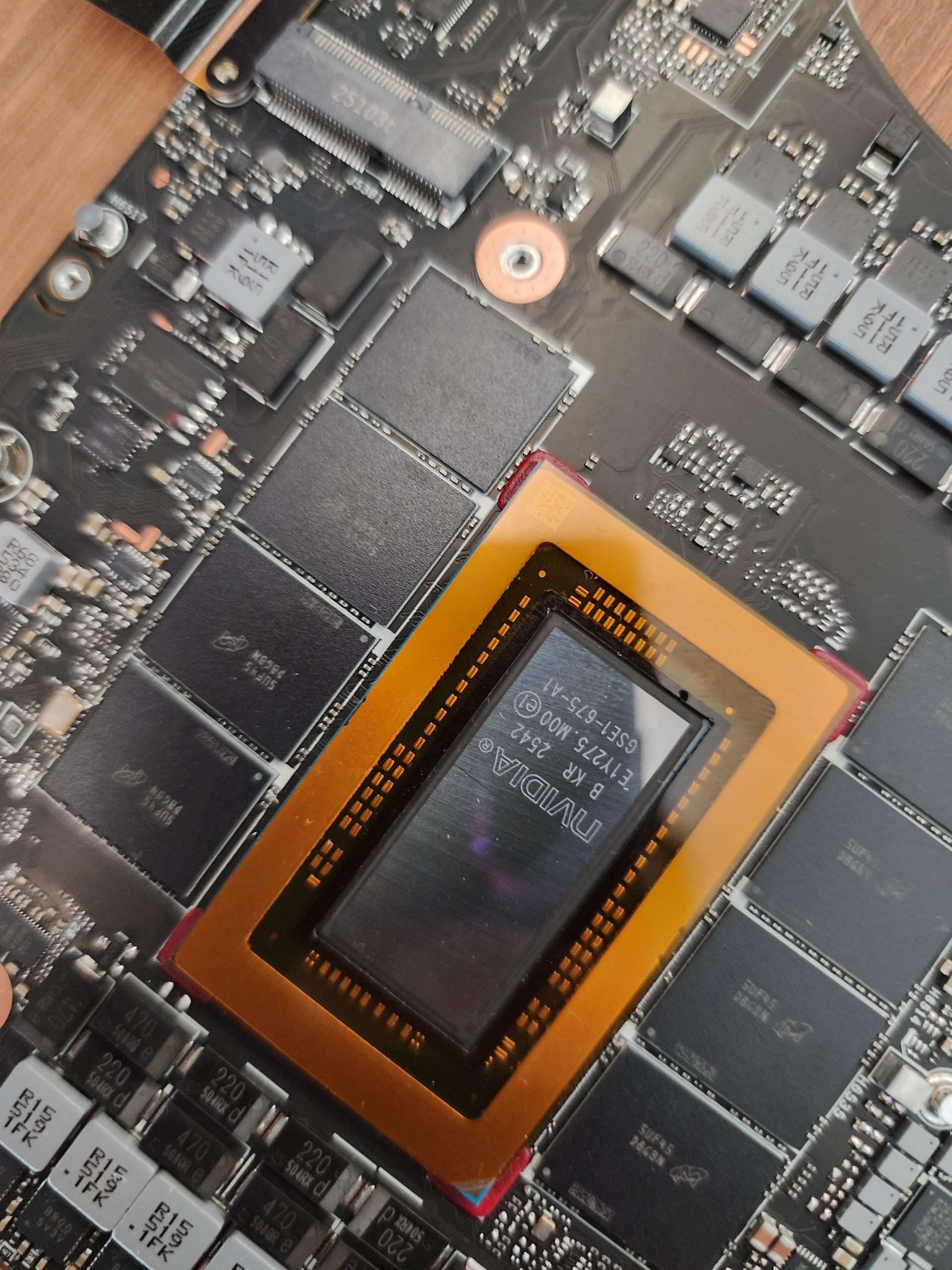A close-up of an NVIDIA chip labeled 'KR B 2564' on a circuit board.