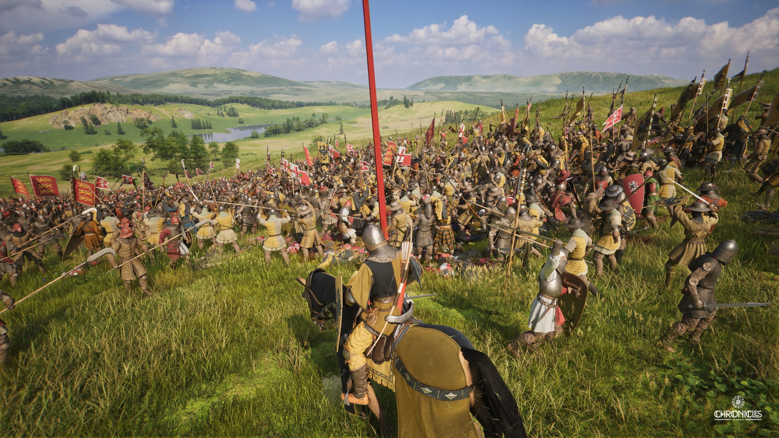 A battle scene featuring medieval soldiers engaged in combat from 'Chronicles'.