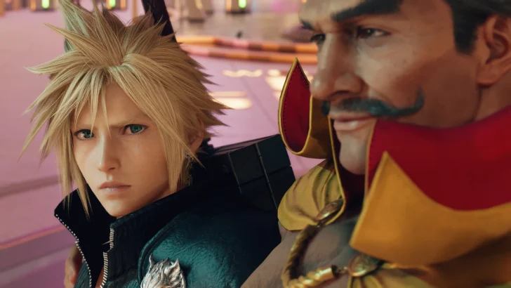 Cloud Strife and another character from Final Fantasy series, showcasing detailed expressions and outfits.