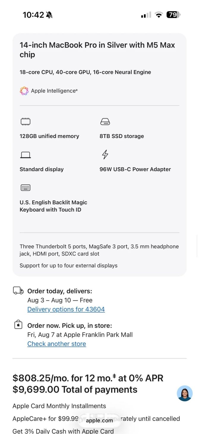 One M5 Max MacBook Pro owner saved almost $3,000 by purchasing earlier