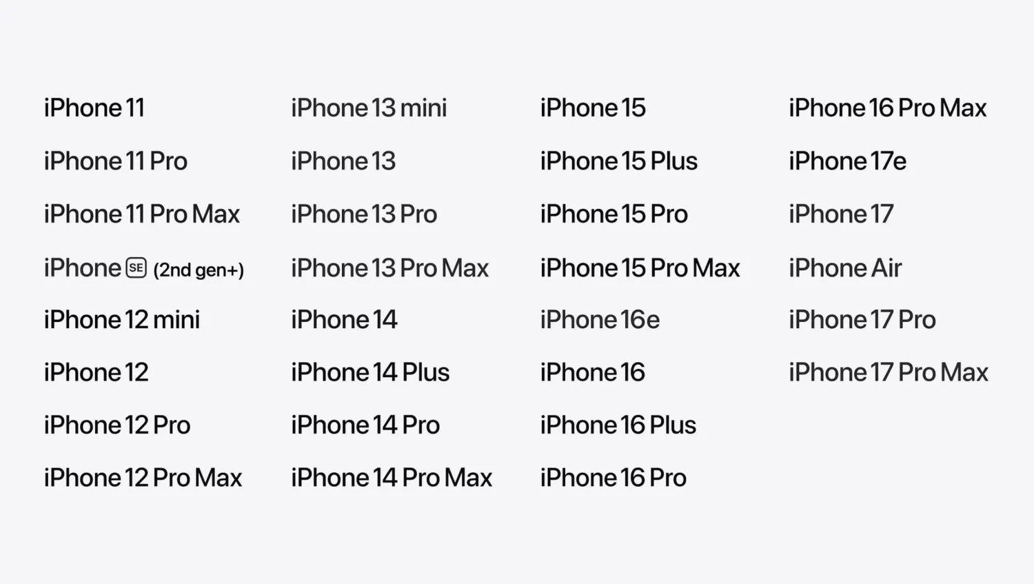 iOS 27 compatibility list