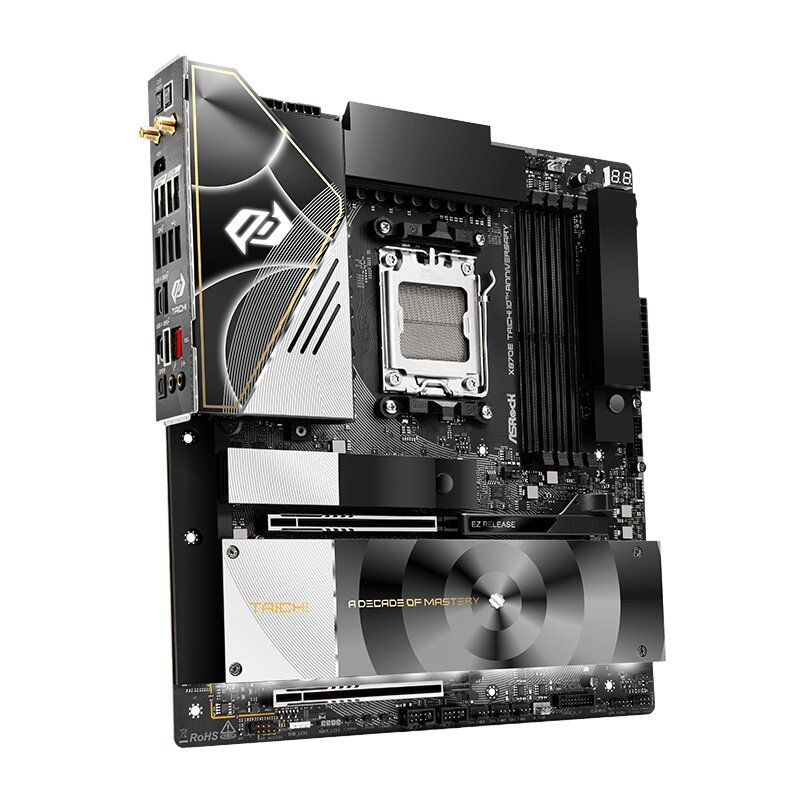 ASRock Z790 Taichi Lite motherboard with branding 'A DECADE OF MASTERY' displayed on the heatsink.