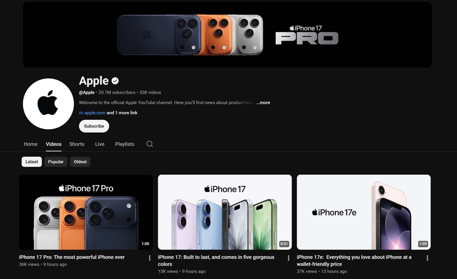Apple is re-uploading its older iPhone 17 Pro videos on YouTube