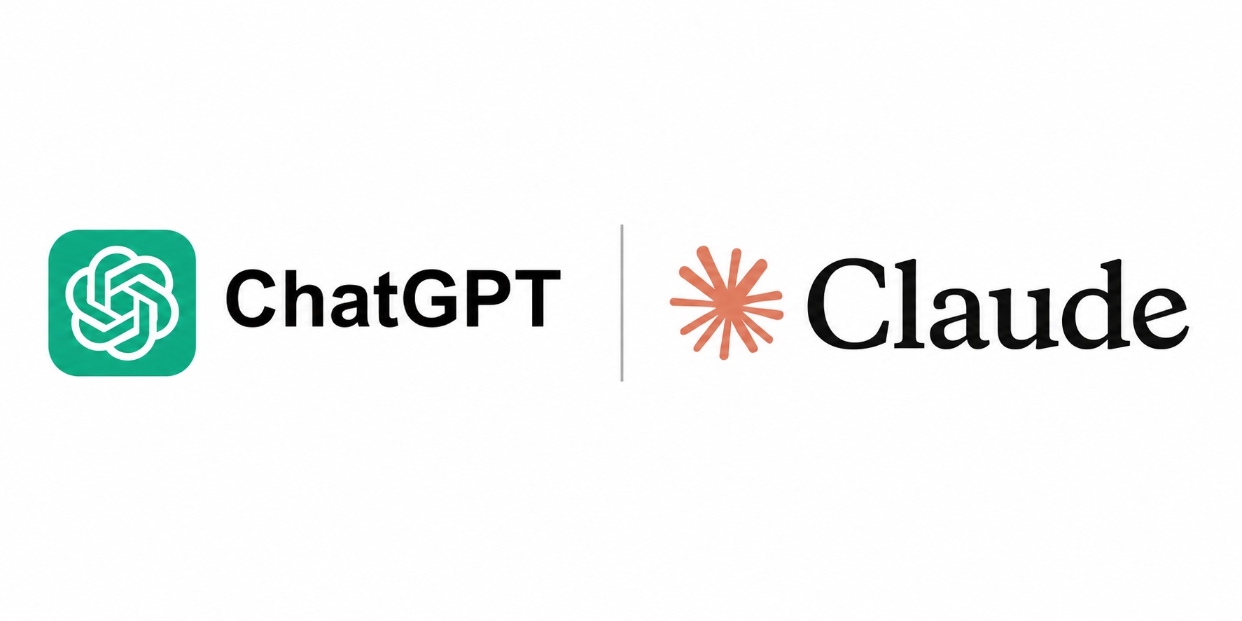 Logos of 'ChatGPT' and 'Claude' side by side, separated by a vertical line.