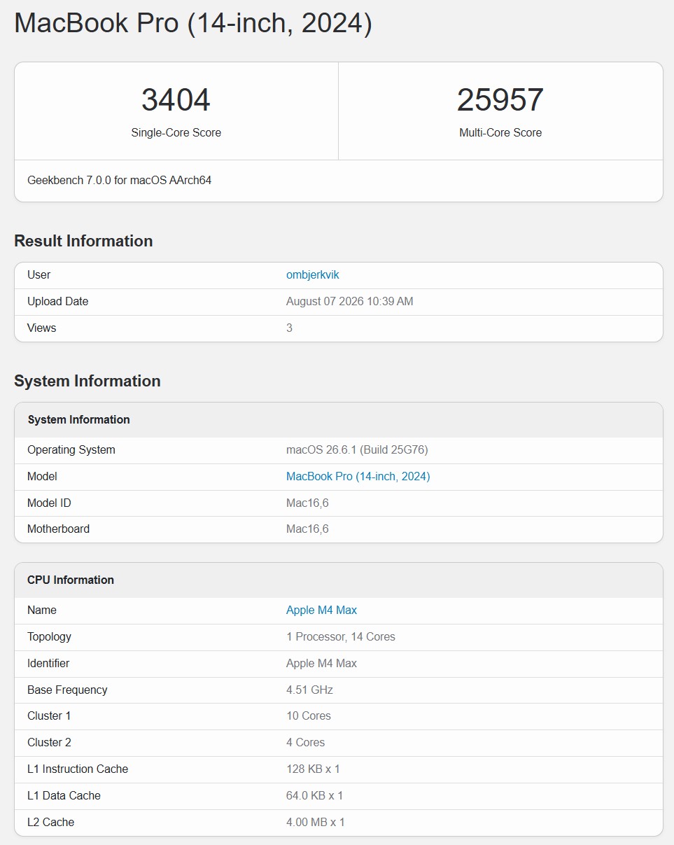 New RTX Spark Geekbench 7 results for the 18-core and 20-core CPU versions